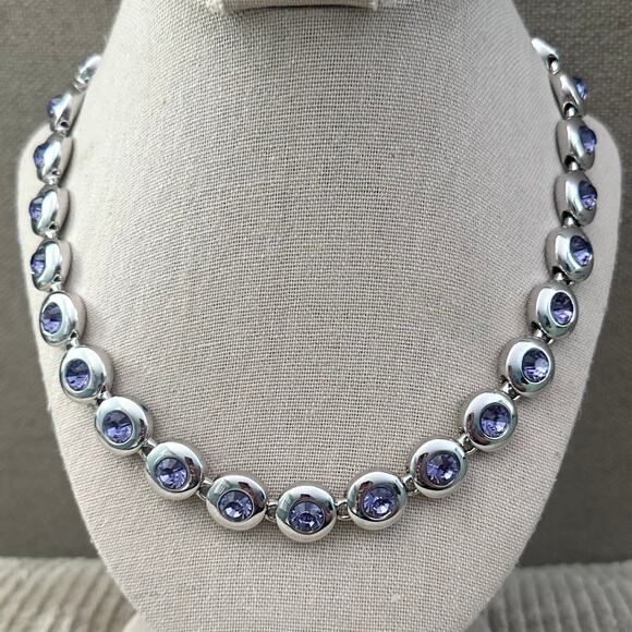 Nolan Miller Purple Crystals Silver Tone Necklace - Picture 1 of 3